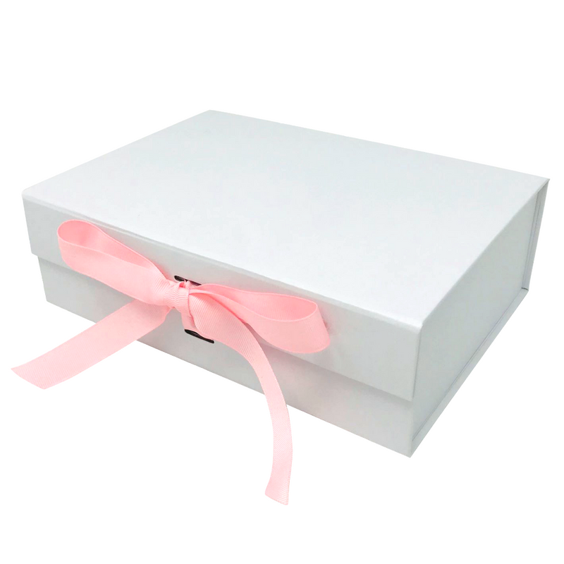 Wholesale A4 Size White Folding Magnetic Gift Box with Changeable Ribbon