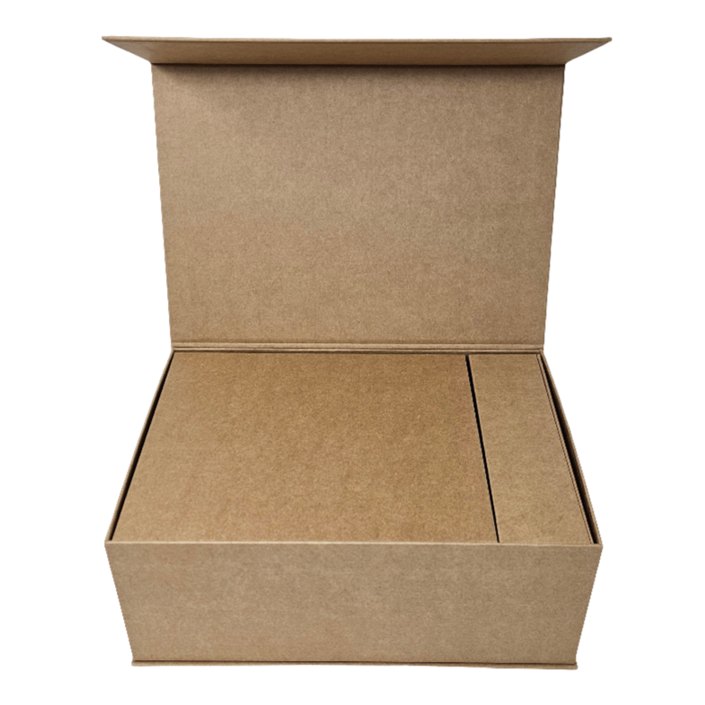 Wholesale Luxury Natural Kraft Rectangular Rigid Magnetic Gift Box Set of 3