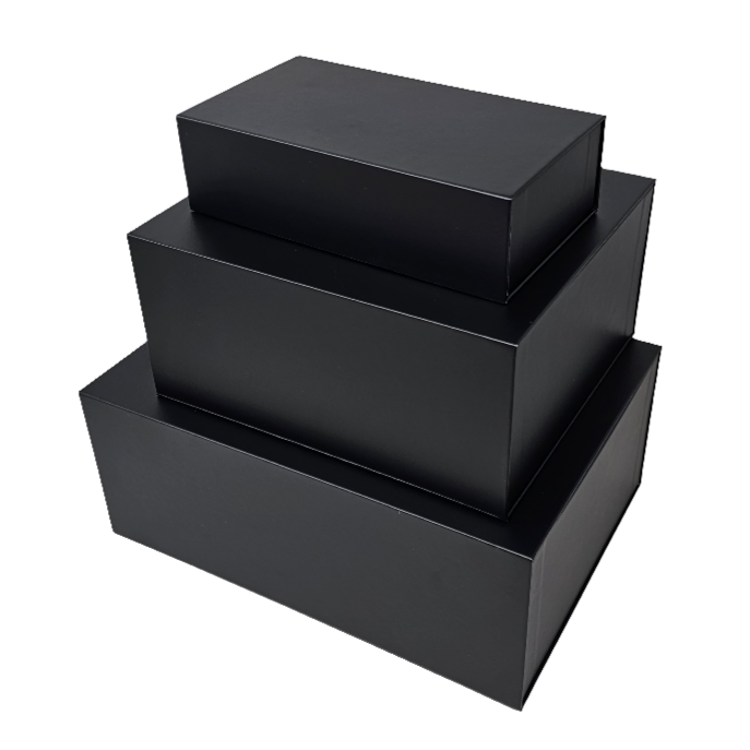 Wholesale Luxury Black Rectangular Rigid Magnetic Gift Box Set of 3