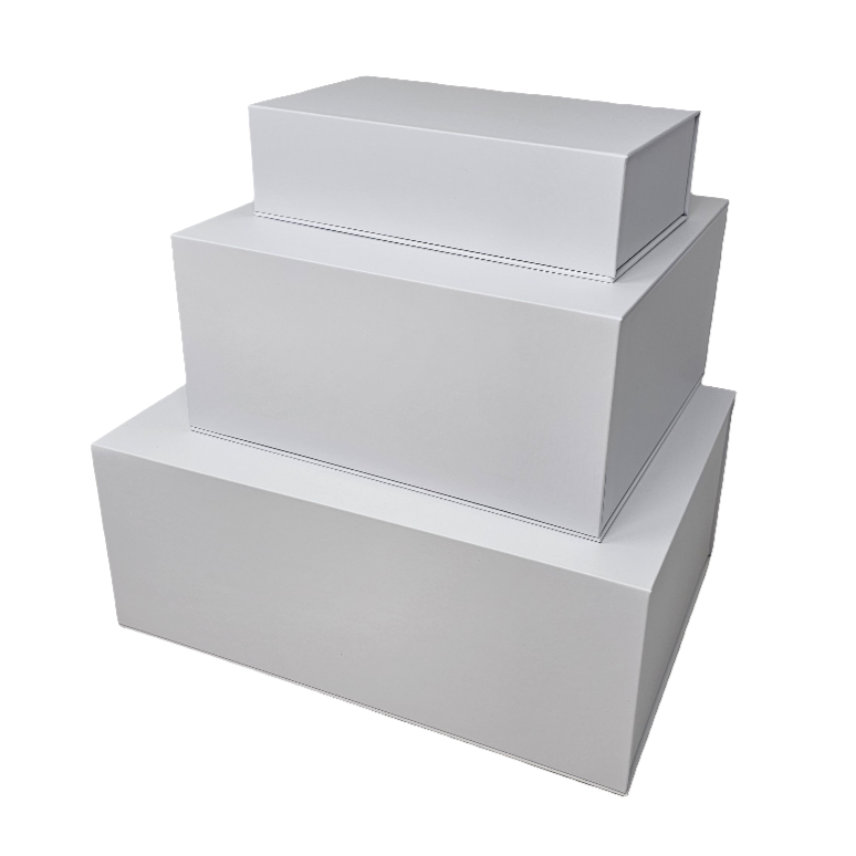 Wholesale Luxury White Rectangular Rigid Magnetic Gift Box Set of 3