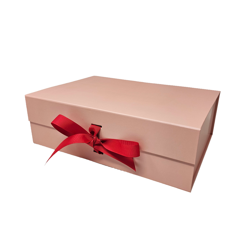 Wholesale A4 Size Rose Gold Folding Magnetic Gift Box with Changeable Ribbon