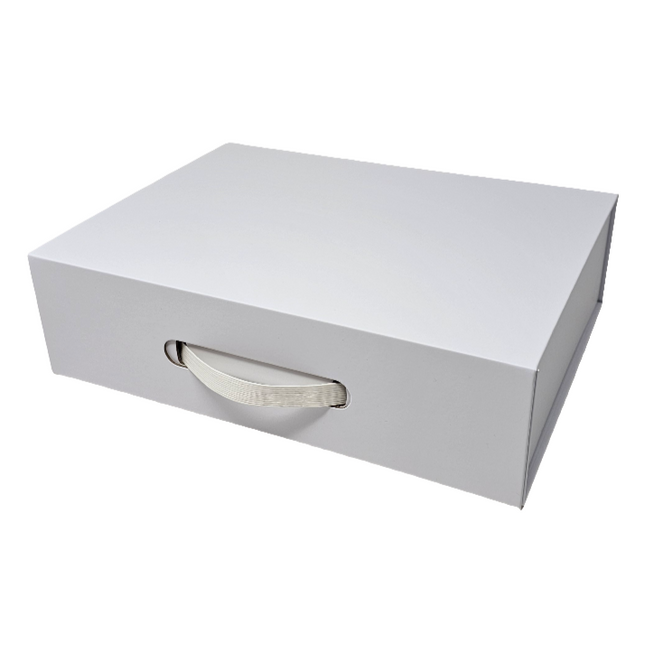 Wholesale Luxury White Folding Magnetic Presentation Gift Box With Carry Handle