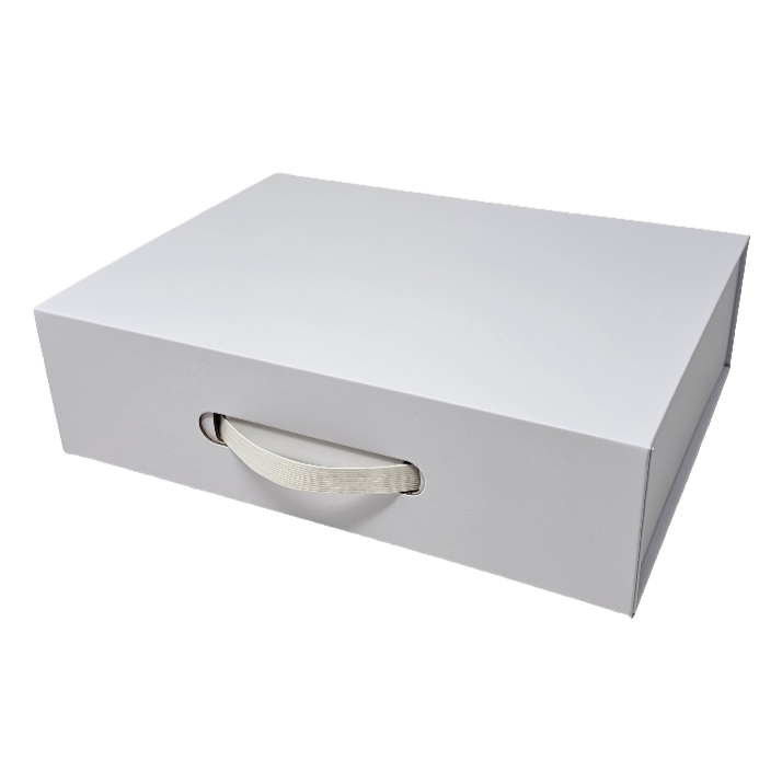 Luxury White Folding Magnetic Presentation Gift Box With Carry Handle