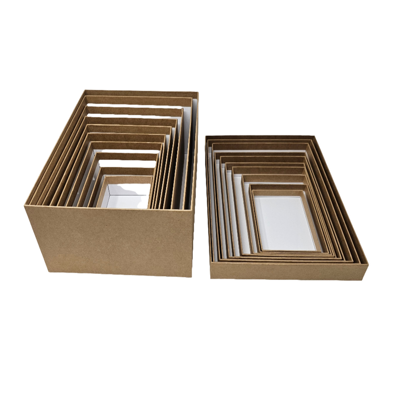 Luxury Natural Kraft Lid & Base Rigid Stacking Gift Box Set of 10