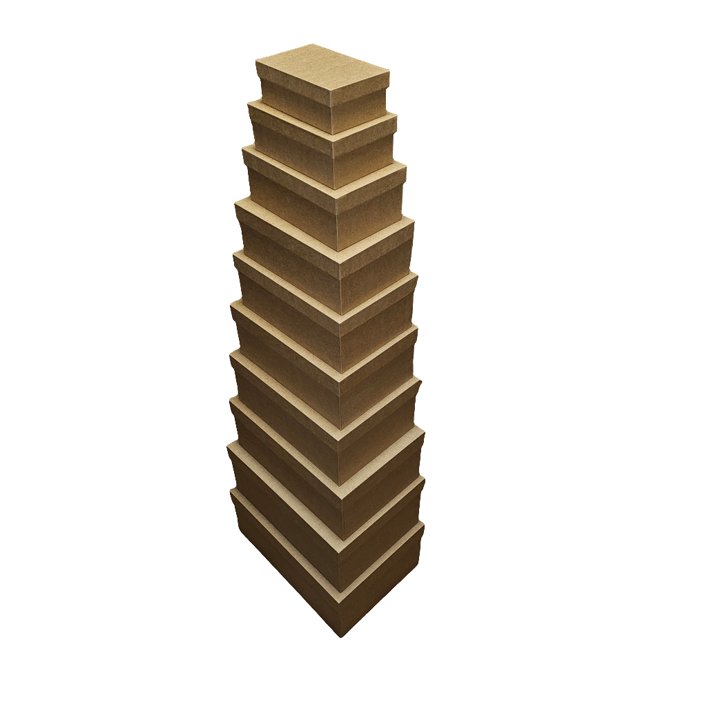 Stackable Rigid Box Luxury Natural Kraft Lid & Base Rigid Stacking Gift Box