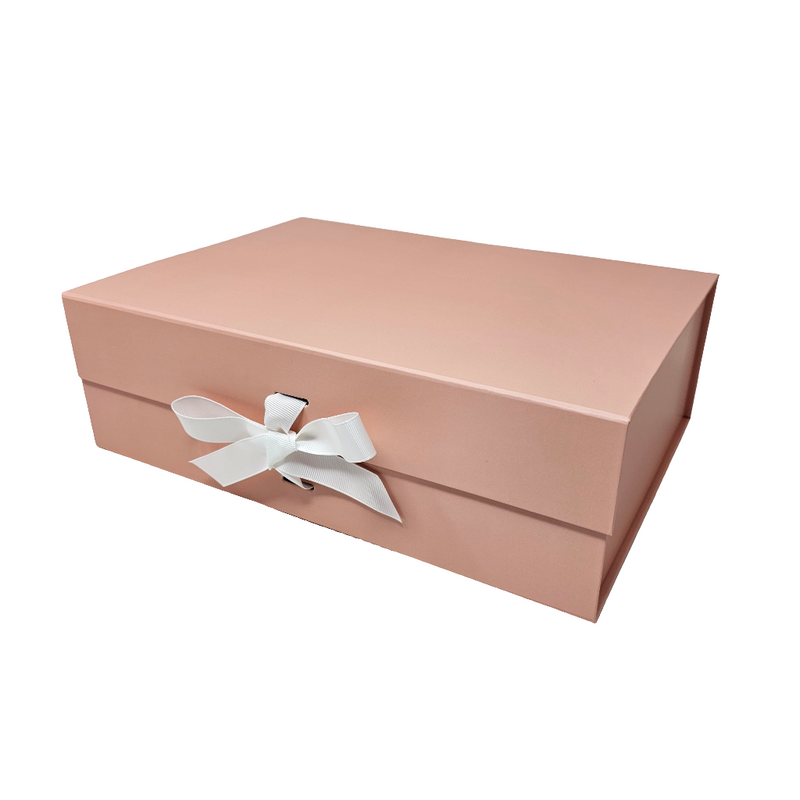 Wholesale A4 Size Rose Gold Folding Magnetic Gift Box with Changeable Ribbon