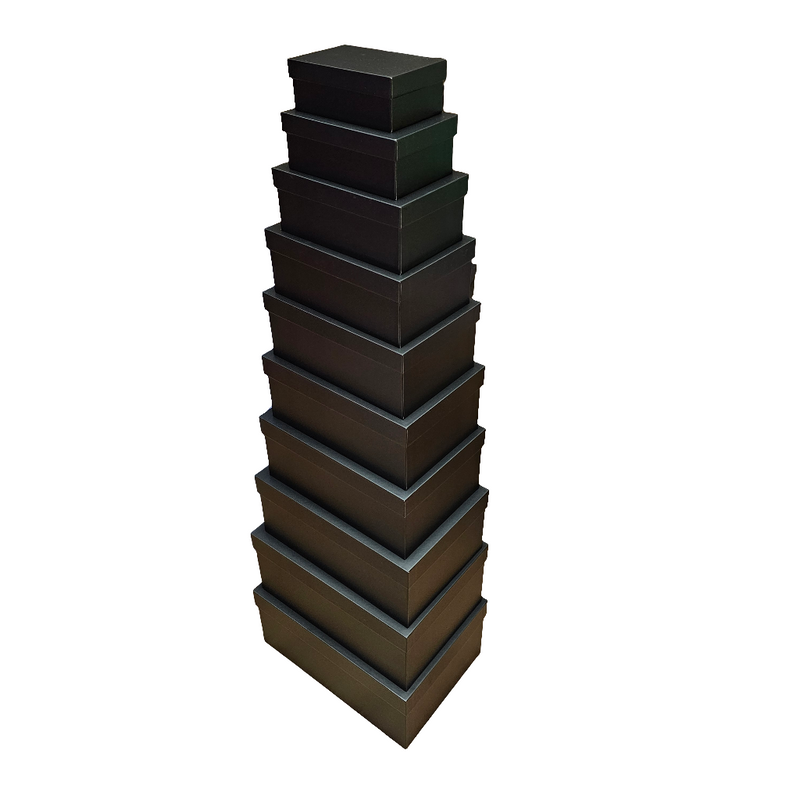 Luxury Black Lid & Base Rigid Stacking Gift Box Set of 10