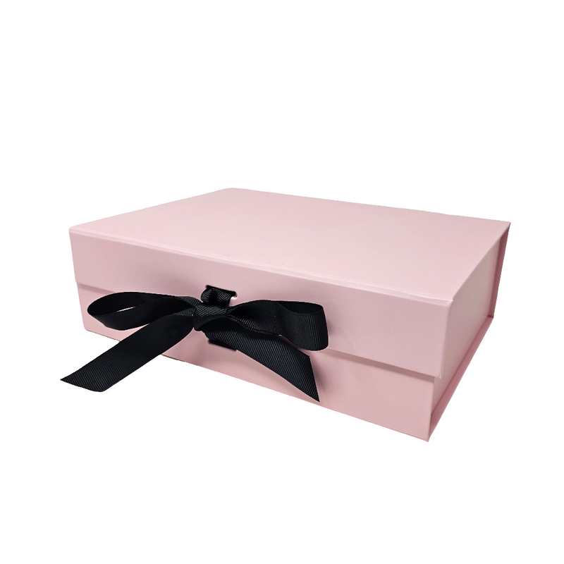 Wholesale A5 Size Pale Pink Folding Magnetic Gift Box with Changeable Ribbon