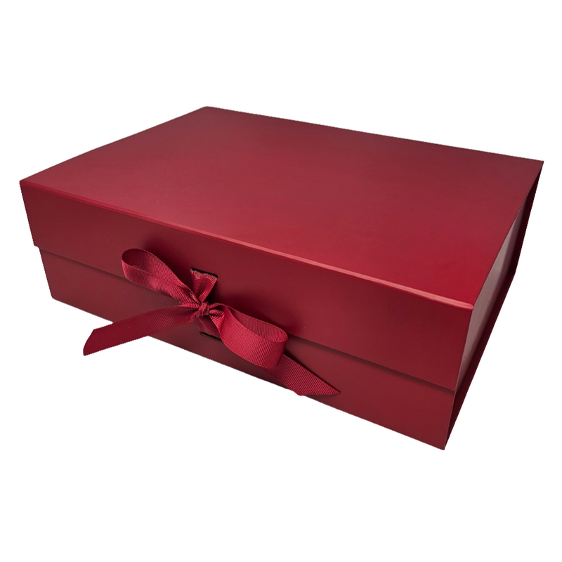 Wholesale A4 Size Red Folding Magnetic Gift Box with Changeable Ribbon