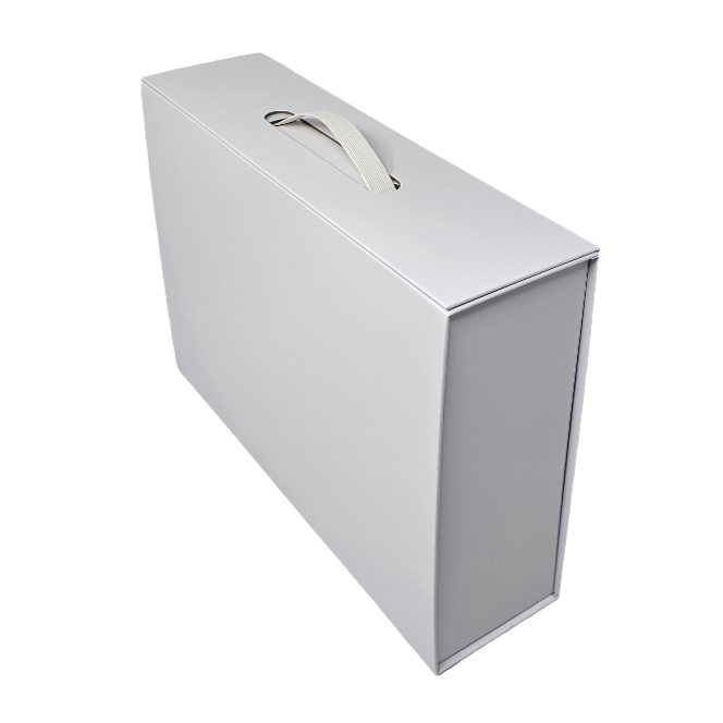 Luxury White Folding Magnetic Presentation Gift Box With Carry Handle