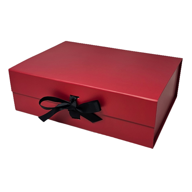 Wholesale A4 Size Red Folding Magnetic Gift Box with Changeable Ribbon