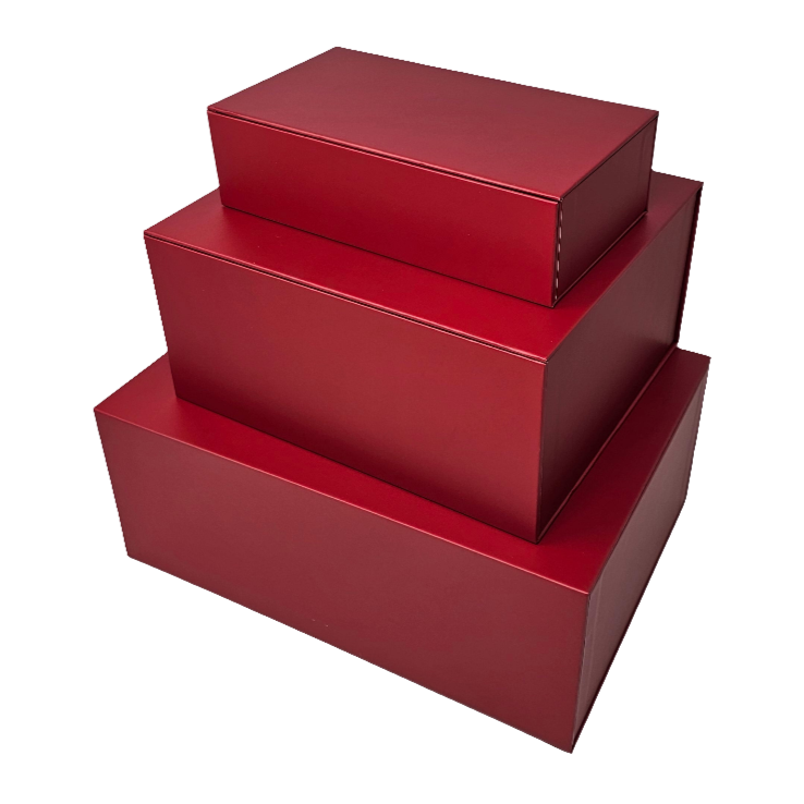 Wholesale Luxury Red Rectangular Rigid Magnetic Gift Box Set of 3