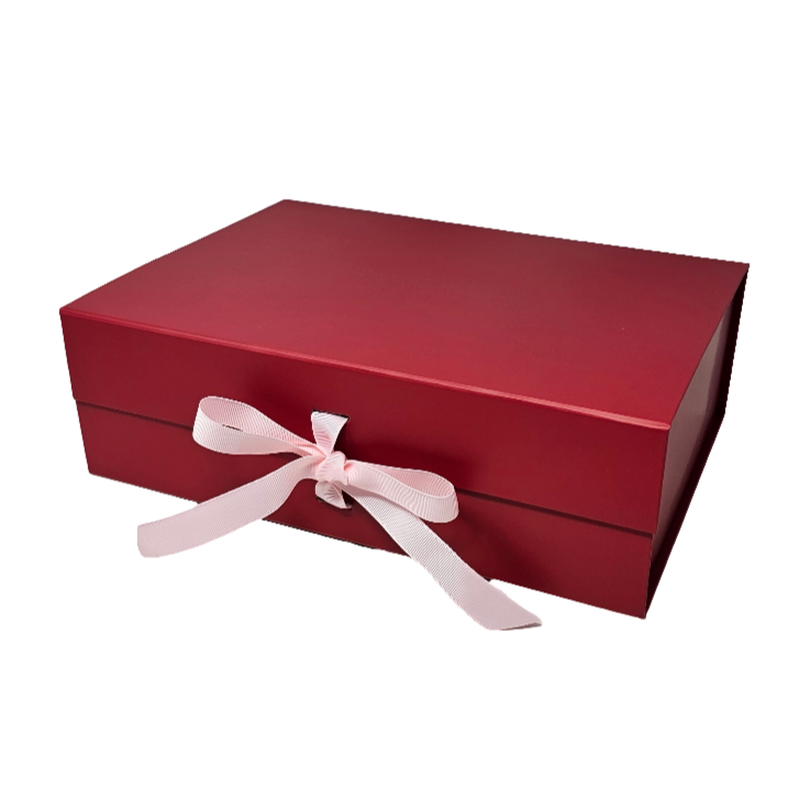 Wholesale A4 Size Red Folding Magnetic Gift Box with Changeable Ribbon