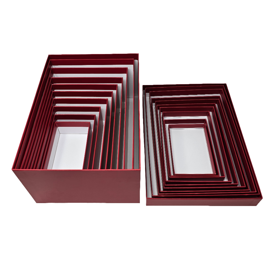 Stackable Rigid Box Luxury Red Lid & Base Rigid Stacking Gift Box