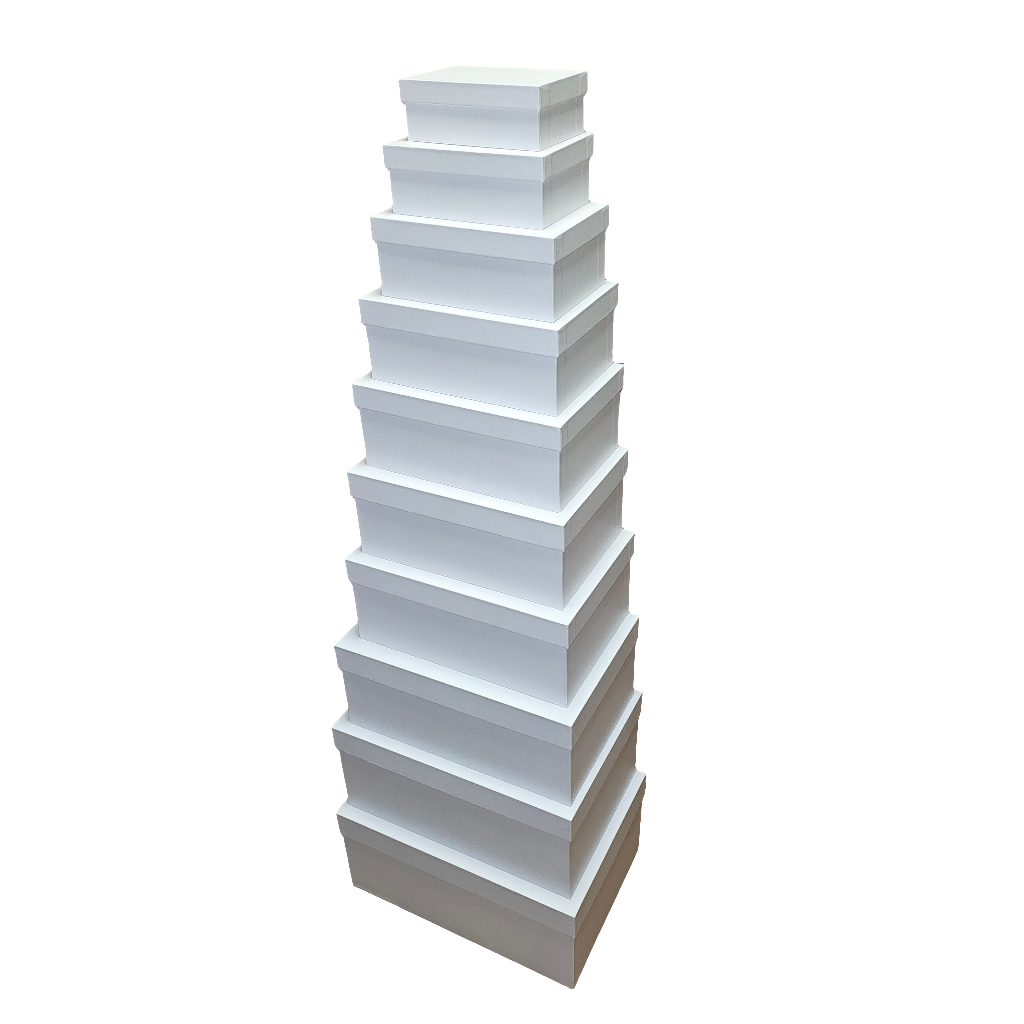 Stackable Rigid Box Luxury White Lid & Base Rigid Stacking Gift Box