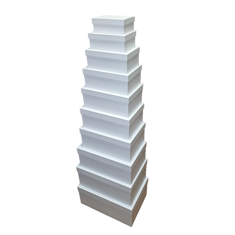 Luxury White Lid & Base Rigid Stacking Gift Box Set of 10