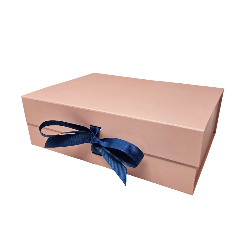 Wholesale A4 Size Rose Gold Folding Magnetic Gift Box with Changeable Ribbon