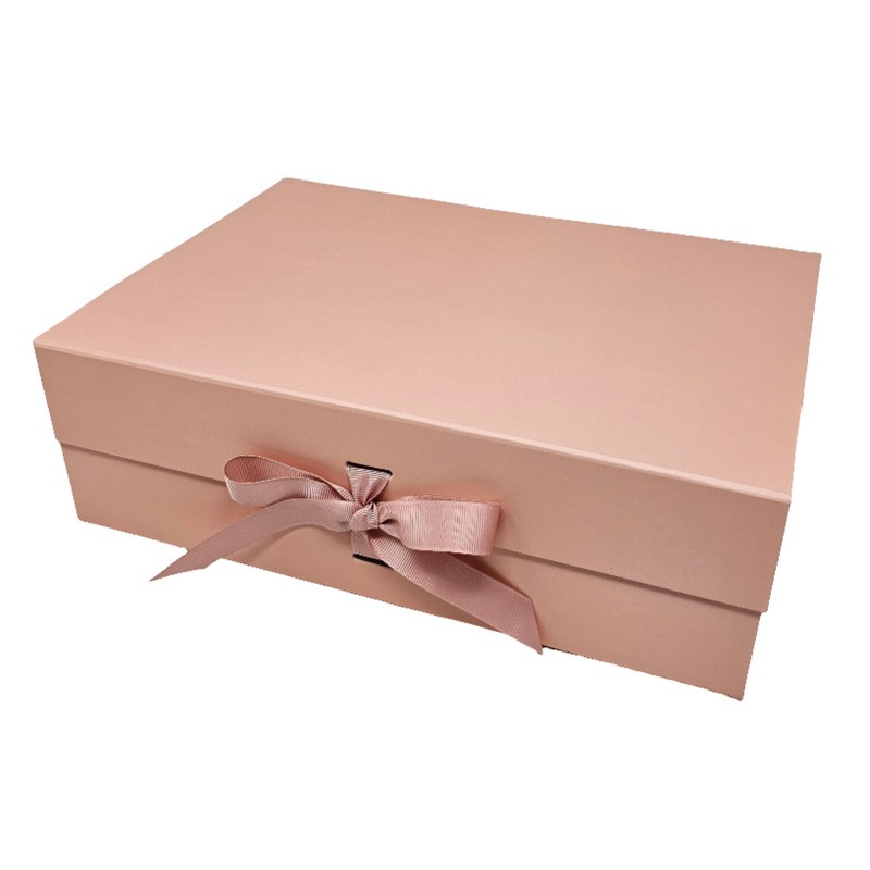 Wholesale A4 Size Rose Gold Folding Magnetic Gift Box with Changeable Ribbon