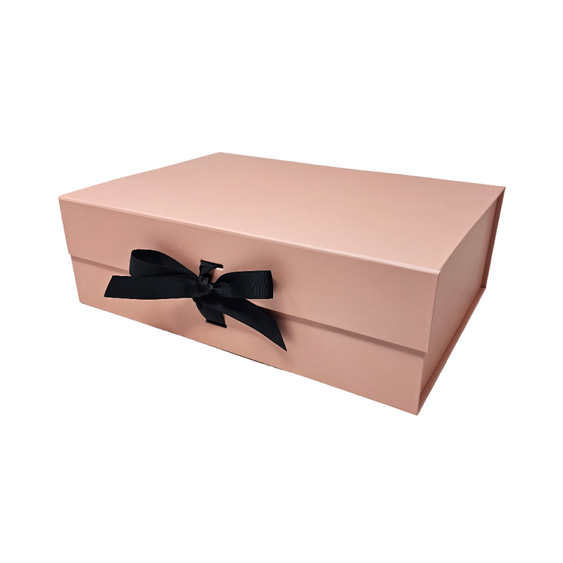 Wholesale A4 Size Rose Gold Folding Magnetic Gift Box with Changeable Ribbon