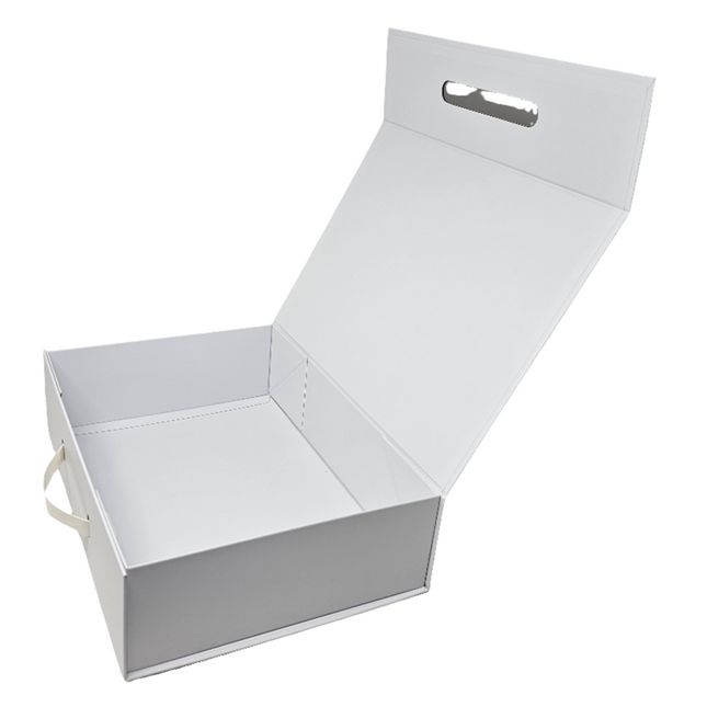 Wholesale Luxury White Folding Magnetic Presentation Gift Box With Carry Handle