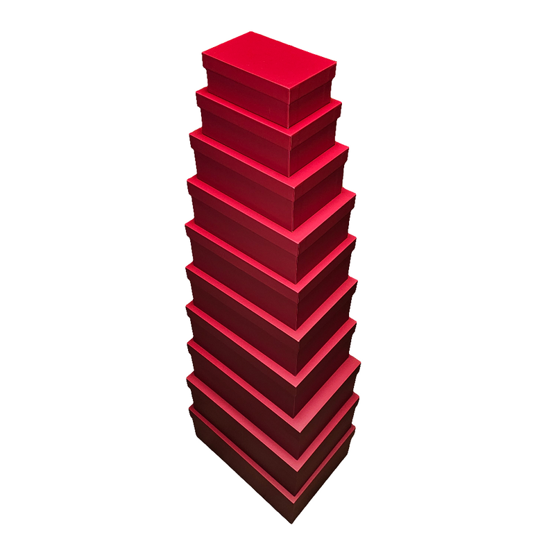 Luxury Red Lid & Base Rigid Stacking Gift Box Set of 10