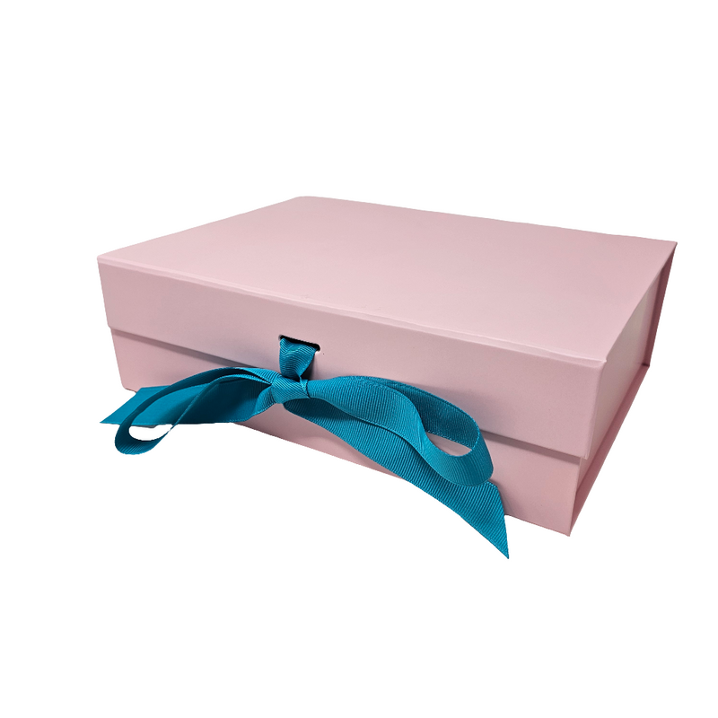 Wholesale A5 Size Pale Pink Folding Magnetic Gift Box with Changeable Ribbon