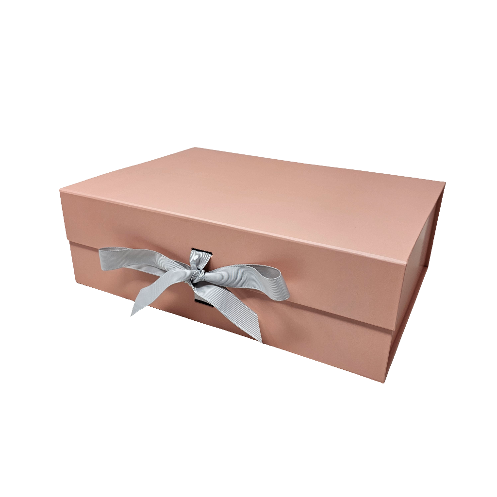 Wholesale A4 Size Rose Gold Folding Magnetic Gift Box with Changeable Ribbon