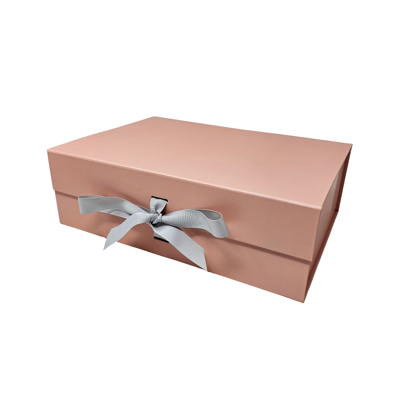 Wholesale A4 Size Rose Gold Folding Magnetic Gift Box with Changeable Ribbon