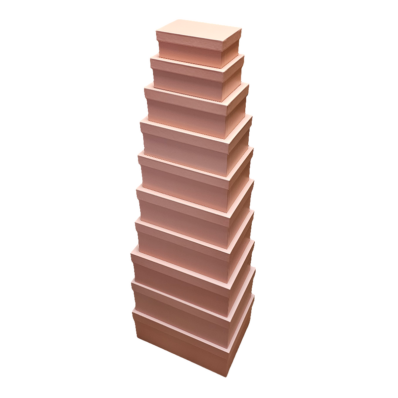 Luxury Rose Gold Lid & Base Rigid Stacking Gift Box Set of 10