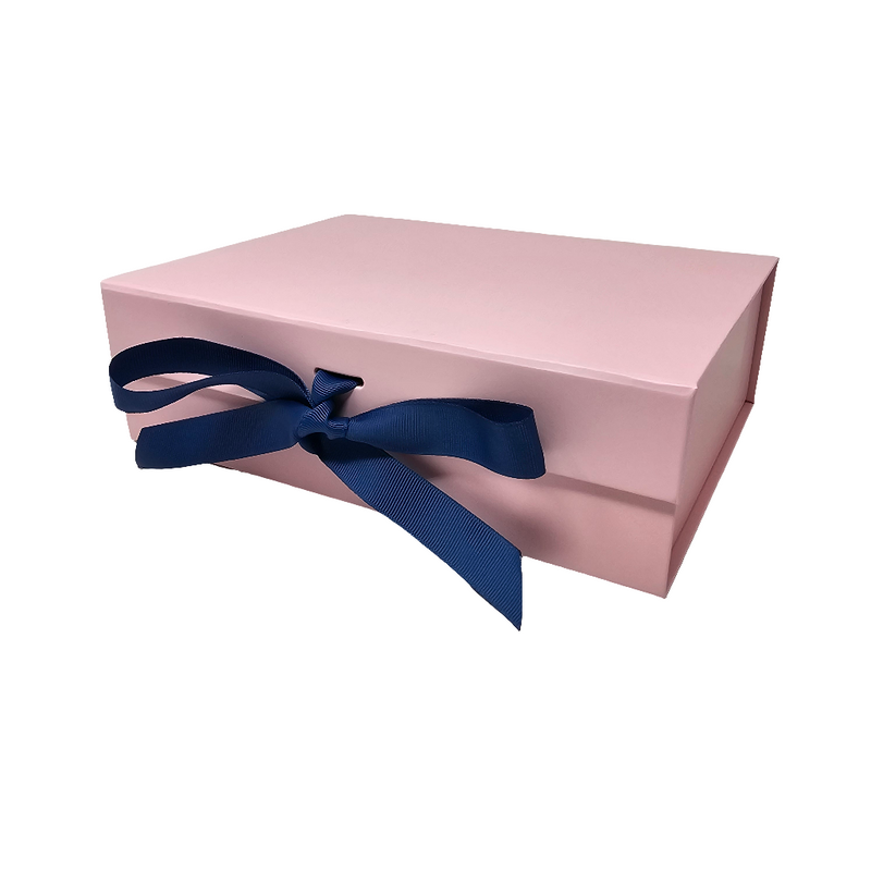 Wholesale A5 Size Pale Pink Folding Magnetic Gift Box with Changeable Ribbon