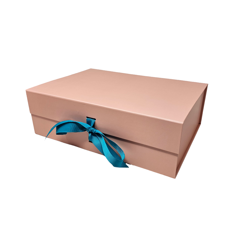 Wholesale A4 Size Rose Gold Folding Magnetic Gift Box with Changeable Ribbon