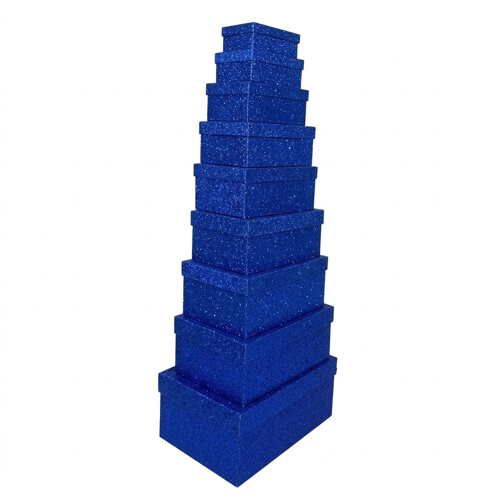 Sapphire Blue Glitter Magnetic Gift Box with Lid – Luxury Rigid Packaging for Gifts, Retail & Storage (Single & Bulk UK)