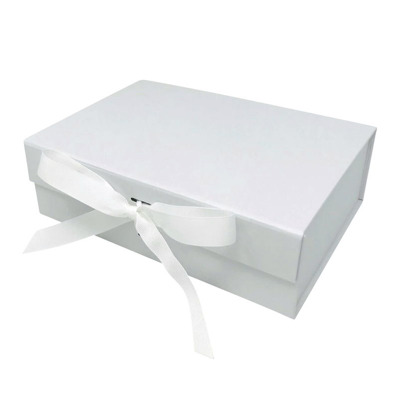 Wholesale A4 Size White Folding Magnetic Gift Box with Changeable Ribbon