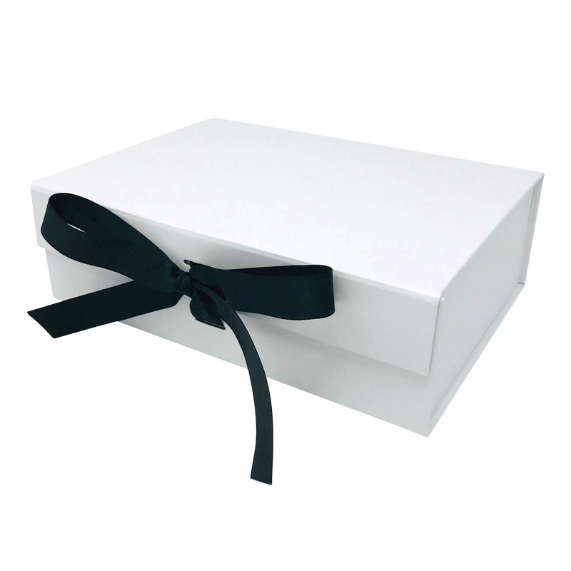 Wholesale A4 Size White Folding Magnetic Gift Box with Changeable Ribbon