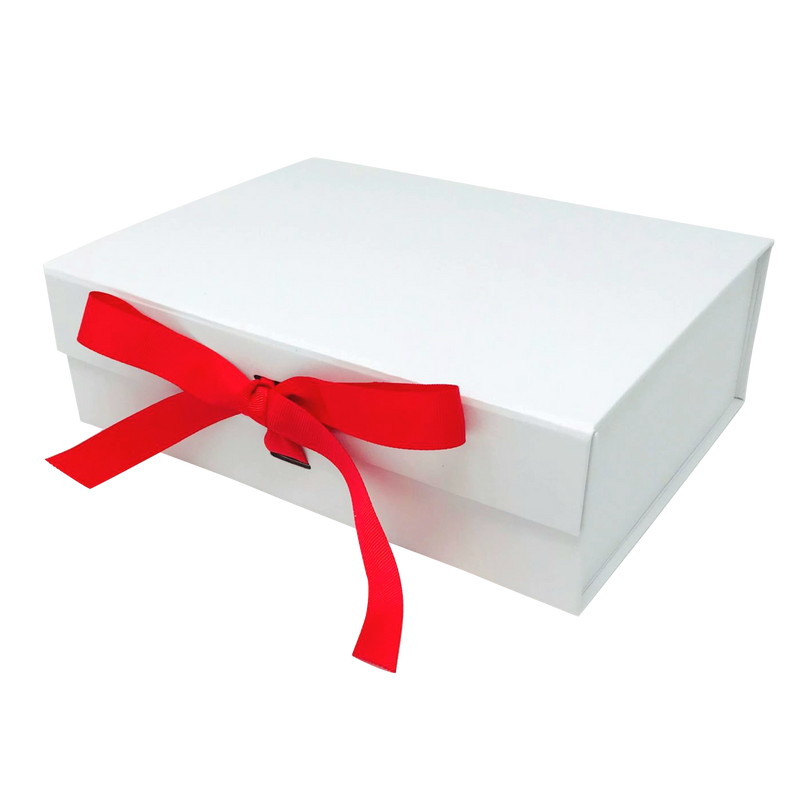 Wholesale A4 Size White Folding Magnetic Gift Box with Changeable Ribbon