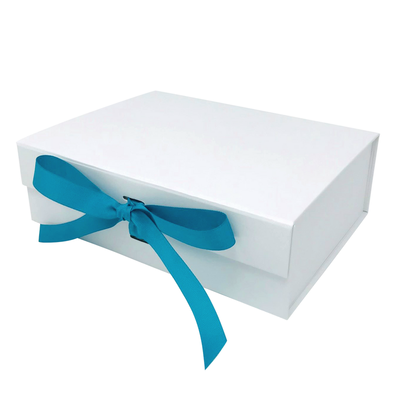 Wholesale A4 Size White Folding Magnetic Gift Box with Changeable Ribbon