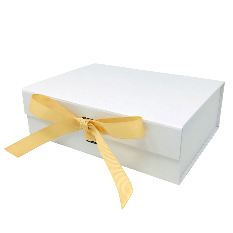 Wholesale A4 Size White Folding Magnetic Gift Box with Changeable Ribbon