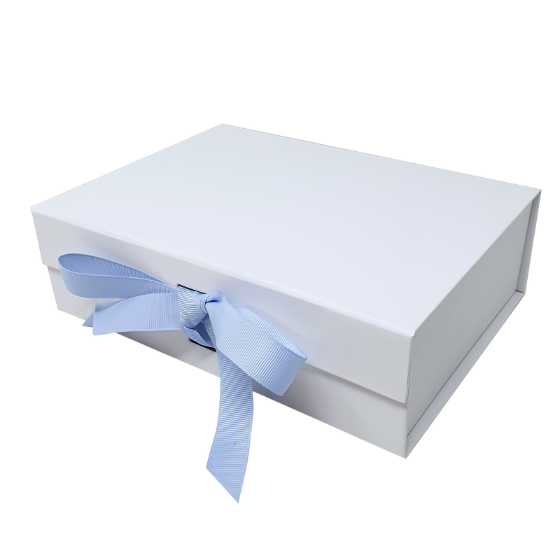 Wholesale A4 Size White Folding Magnetic Gift Box with Changeable Ribbon