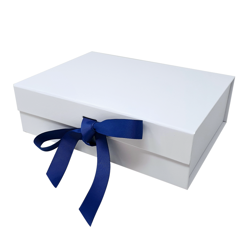 Wholesale A4 Size White Folding Magnetic Gift Box with Changeable Ribbon