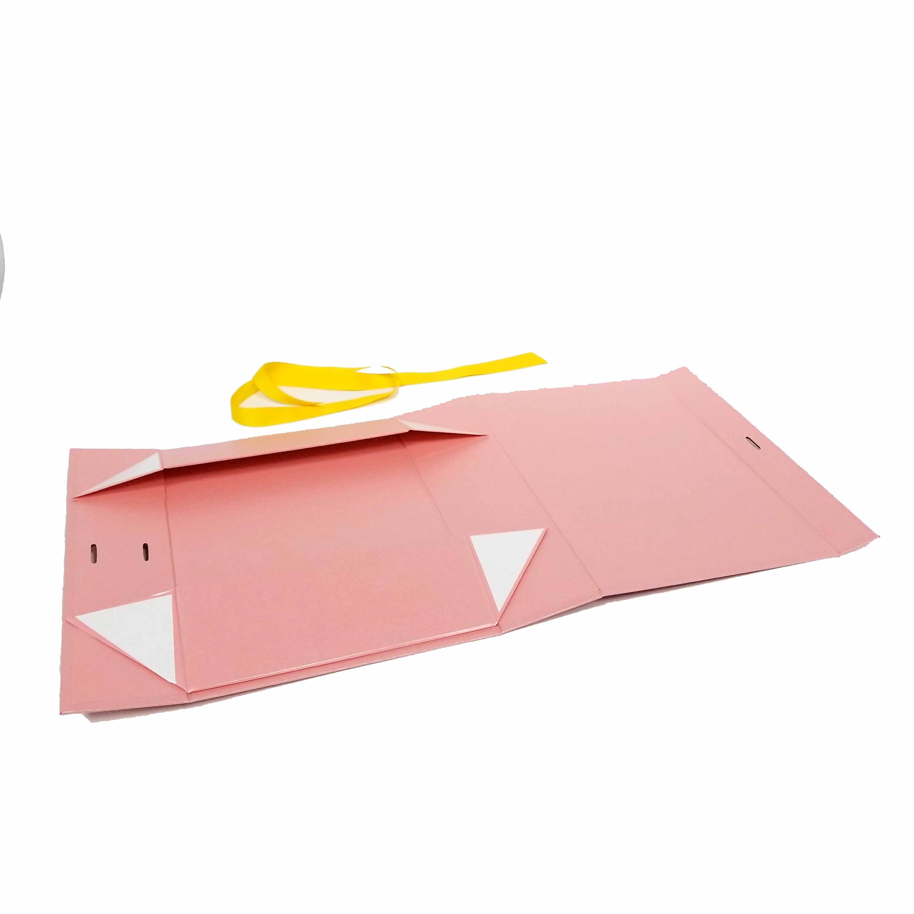 Wholesale A4 Size Pink Folding Magnetic Gift Box with Changeable Ribbon