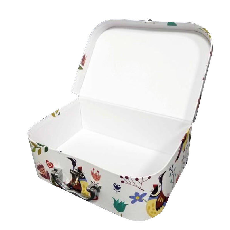 Printed Cardboard Suitcase Gift Box With Metal Handle Set