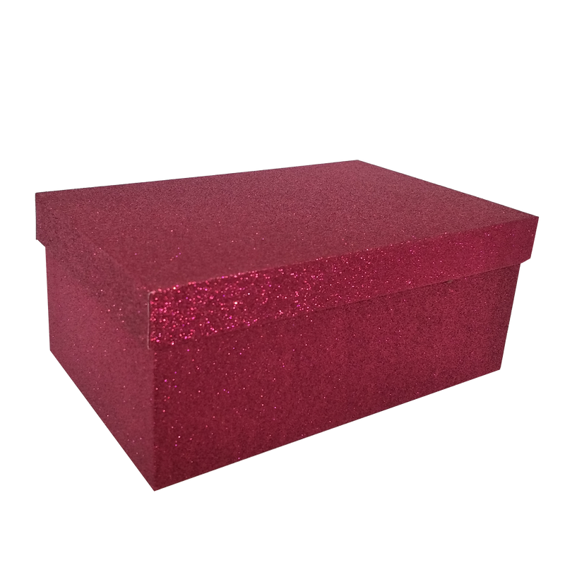 Sparkly Ruby Red Rectangular Glitter Rigid Nested Gift Box