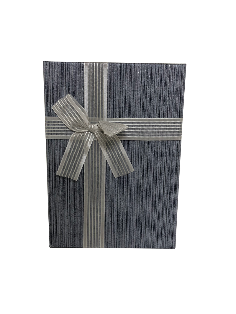 Rectangular Paper Gift Box with Striped Bow