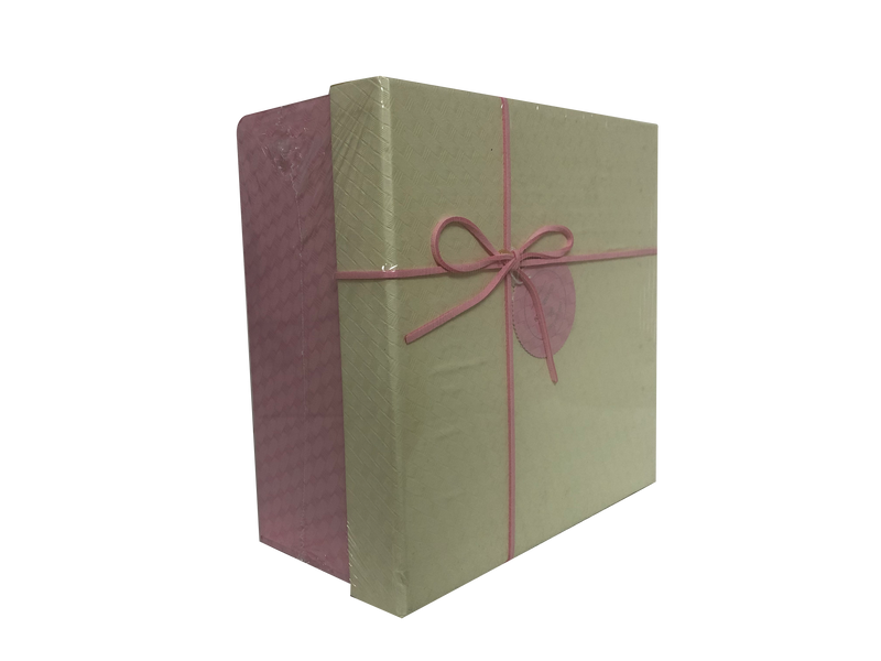 Square Textured Paper Gift Box with Bow