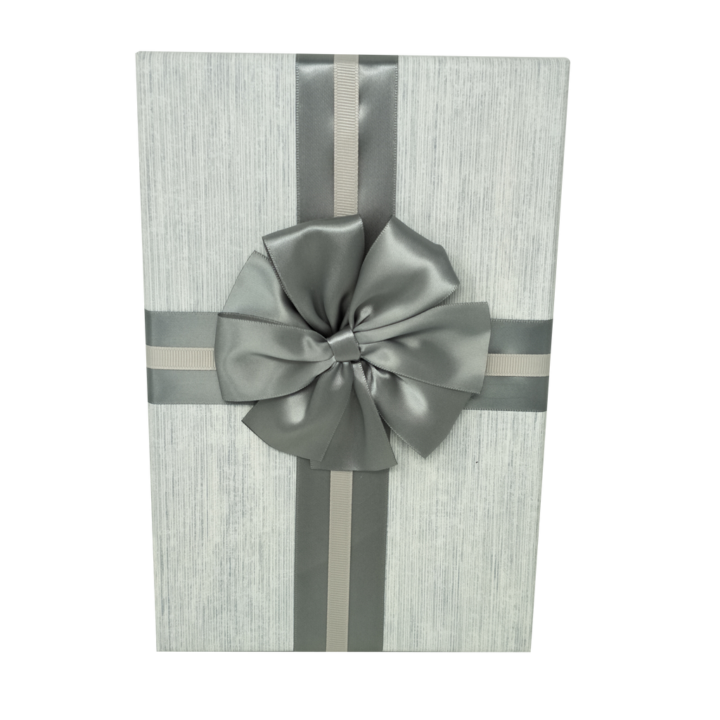 Luxury Extra Large Rectangular Striped Textured Rigid Gift Box With Si