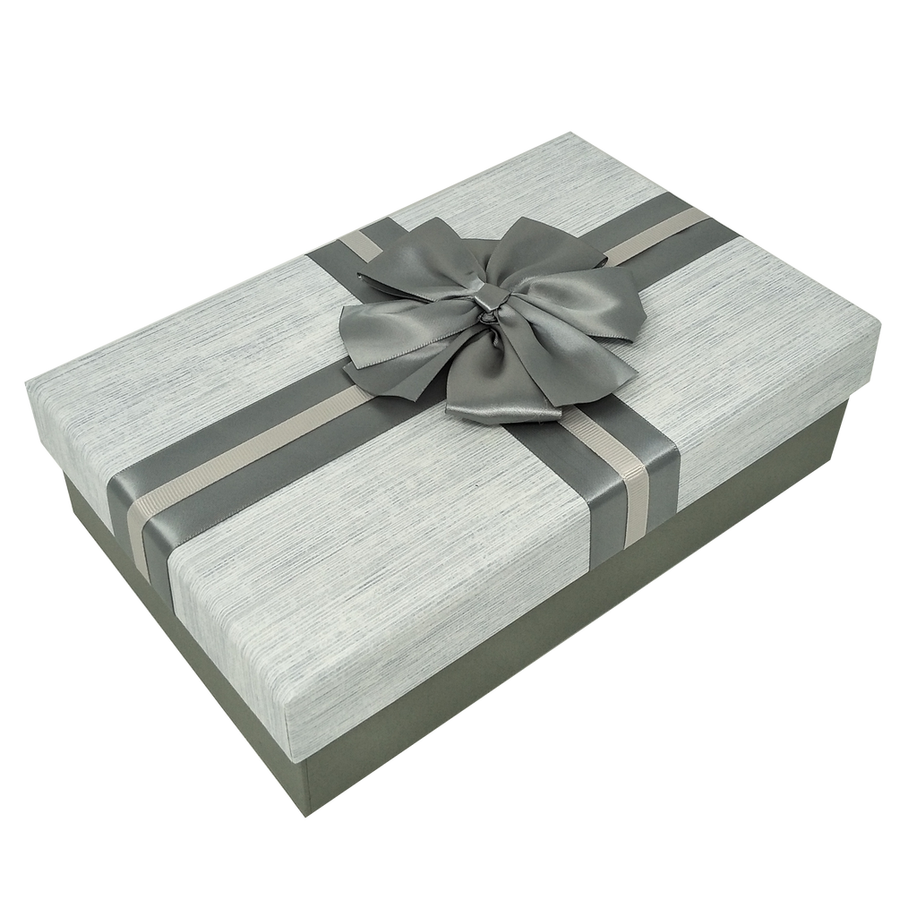 Luxury Extra Large Rectangular Striped Textured Rigid Gift Box With Si