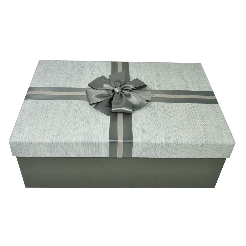 Luxury Extra Large Rectangular Striped Textured Rigid Gift Box With Si