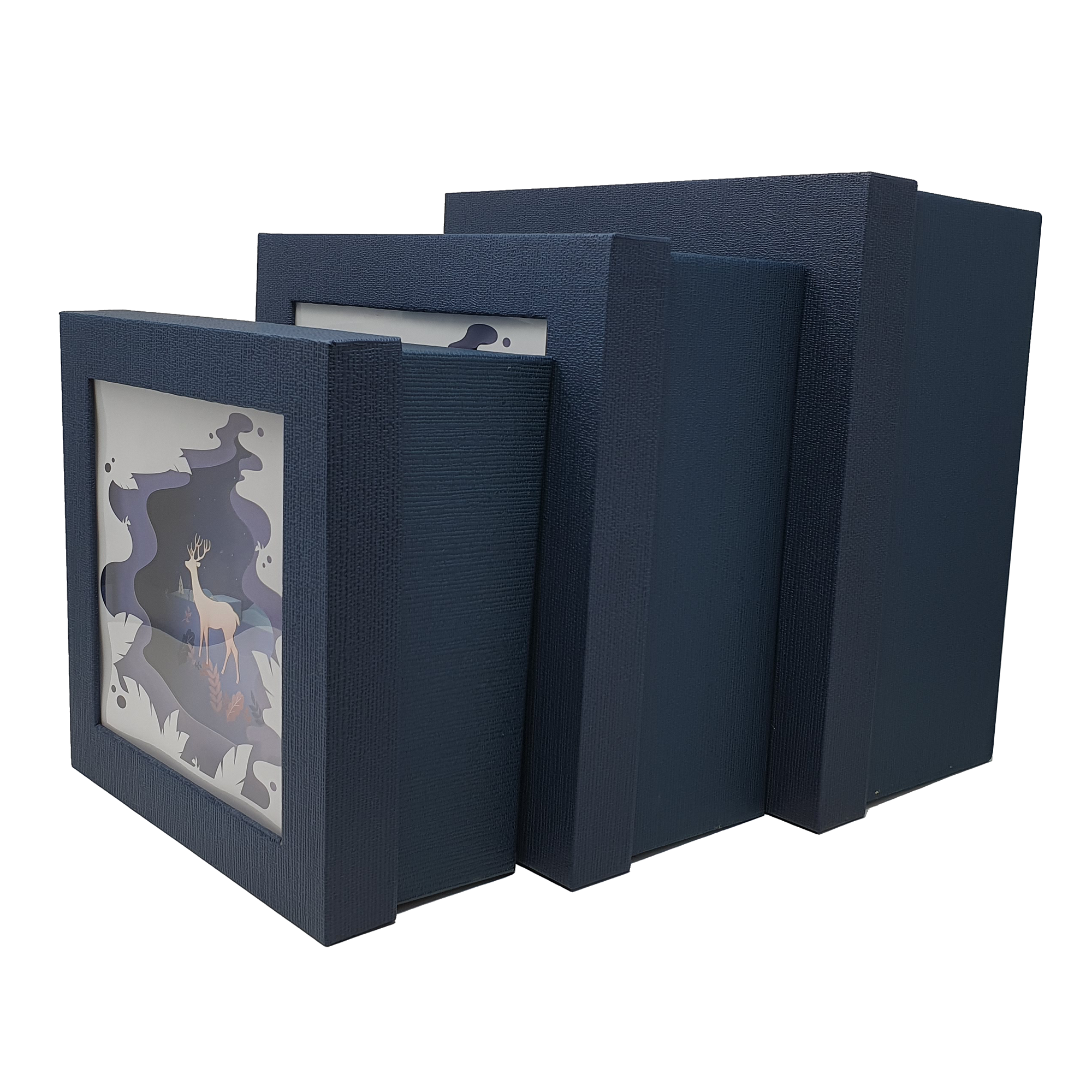Papercraft Stag Christmas Square Gift Box Set