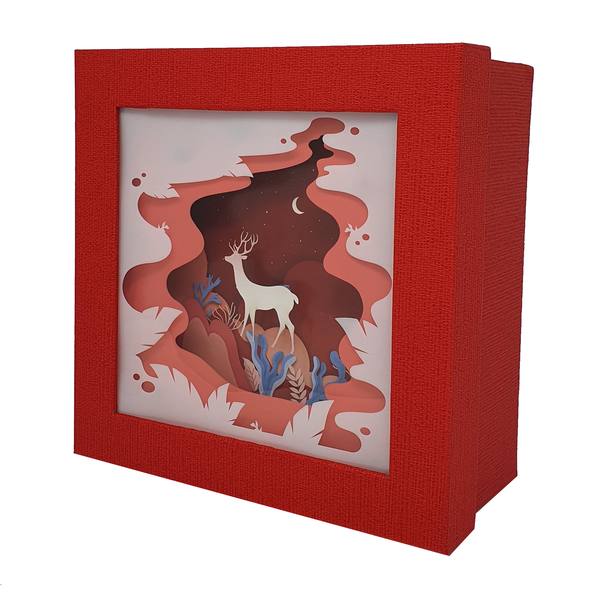 Papercraft Stag Christmas Square Gift Box Set