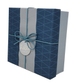 Square Rigid Geometric Pattern Gift Box With Ribbon & Sleeve